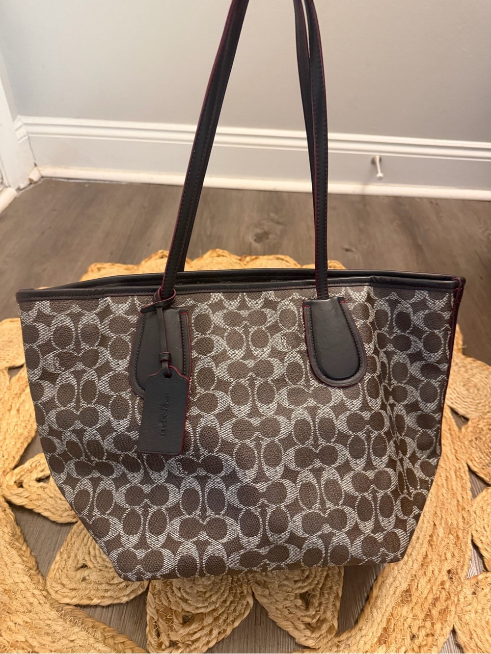 Coach Brown Signature Canvas Tote Bag